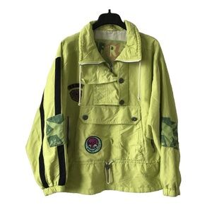 vintage Elho Freestyle jacket windbreaker Lime Green Patches Size Small